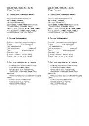 English Worksheet: Song: Wish you were here