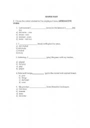 English worksheet: Simple past