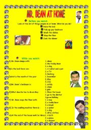 English Worksheet: MR. BEAN AT HOME