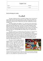 English Worksheet: English test: Football