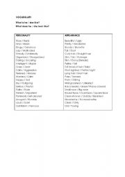 English Worksheet: What is he / she like? What does he / she look like? Vocabulary for Personality and Appearance.