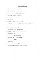 English Worksheet: Complete the dialogues