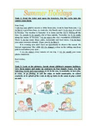 English Worksheet: SUMMER HOLIDAYS