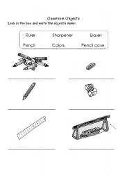 English worksheet: Classroom objects