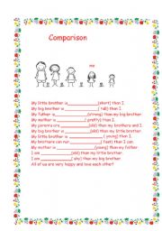 English Worksheet: comparison degree for beginners