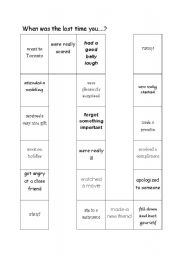 English Worksheet: When was the last time you...?