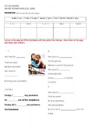 English Worksheet: LOL, 2009 LITTLE SISTER MOVIE SOUNDTRACK LOL, 2009   