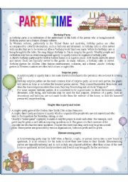English Worksheet: Kinds of Party