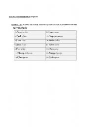 English worksheet: Reading comprehension