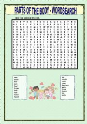 PARTS OF THE BODY - WORDSEARCH