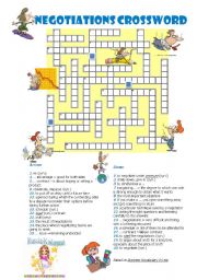 English Worksheet: NEGOTIATIONS CROSSWORD