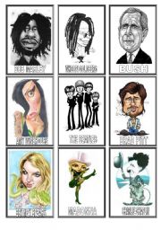 English Worksheet: FAMOUS people CARICATURES game (1/3)