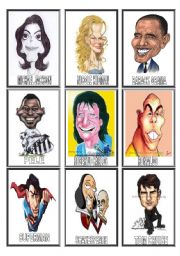 English Worksheet: FAMOUS people CARICATURES game(2/3)