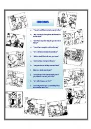 English Worksheet: IDIOMS picture matching exercise WITH ANSWERS