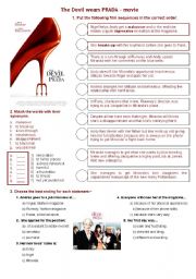 English Worksheet: The Devil wears Prada - movie about fashion