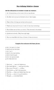 English Worksheet: Non-Defining Relative Clauses