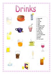 English Worksheet: DRINKS - MATCHING