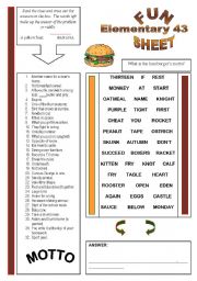 English Worksheet: Fun Sheet Elementary 43