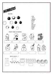 English Worksheet: NUMBERS