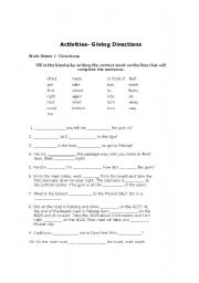 English worksheet: giving directions