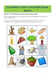 COUNTABLE & NON COUNTABLE BINGO GAME