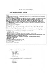 English worksheet: READING COMPREHENSION