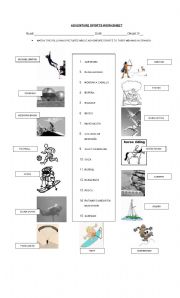 English worksheet: Adventure sports 