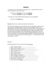 English worksheet: Adjectives: explanation and exercises