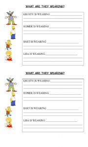 English worksheet: Clothes -what arey wearing?