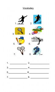 English worksheet: Sports Vocabulary Worksheet