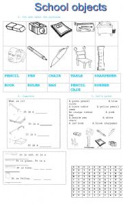 English Worksheet: SCHOOL OBJECTS