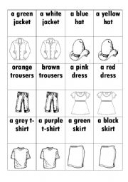 English Worksheet: Clothes-memory game