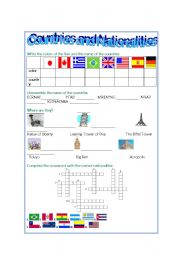 English Worksheet: Countries nad nationalities