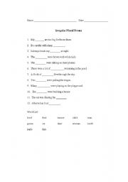 English Worksheet: Irregular Plural Nouns