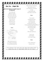 English worksheet: Save You - Simple Plan