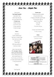 English worksheet: Simple Plan - Save You