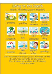 English Worksheet: Going to the beach