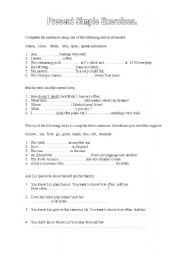 English Worksheet: Present Simple Exercises