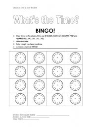 English Worksheet: Time Bingo