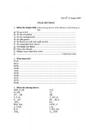 English worksheet: final revision