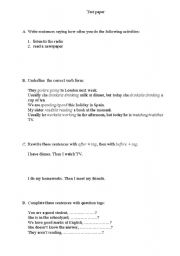 English worksheet: present simple & continuous