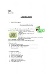 English worksheet: english contest