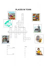 English worksheet: Places in Town Crossword