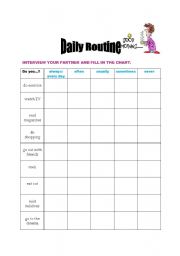 English Worksheet: daily routine