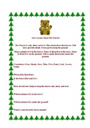English worksheet: Lets learn about the forest!!