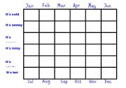 English worksheet: Months & Weather Battleship Grid