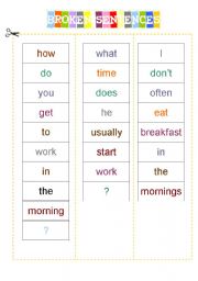 English Worksheet: Broken sentences