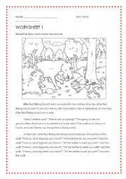 English Worksheet: waorksheet 1: the little red riding hood