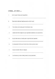 English Worksheet: I wish... If only....