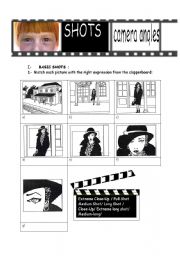 English Worksheet: SHOTS AND CAMERA ANGLES